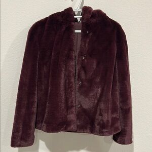 Simply Vera Wang Luxurious Faux Fur Hooded Jacket - Deep Burgundy